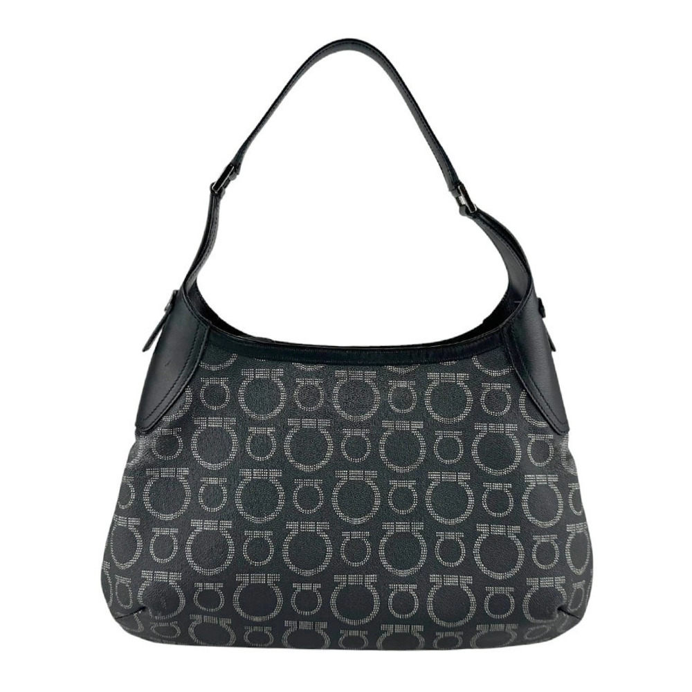 Salvatore Ferragamo shoulder bag Gancini canvas leather black